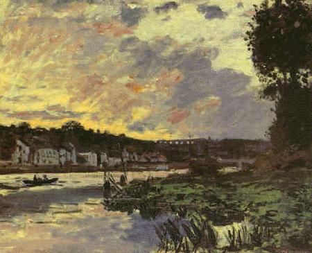 Claude Monet Seine at Bougival in the Evening oil painting image